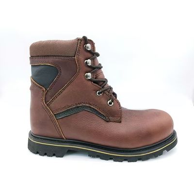 購入 高頂鋼製 足の帽子靴 ブラウン 牛皮靴 男性用 online manufacture