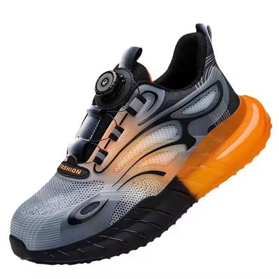 購入 Summer BOA Rotating Button Work Shoes KPU Flying Knit Comfortable Safety Shoes Kevlar Anti-stab TPU Popcorn Shoe Sole Work Shoes online manufacture